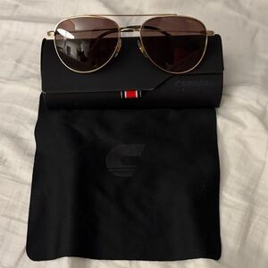 Carrera Gold Aviator Sunglasses with Dark Brown Lenses